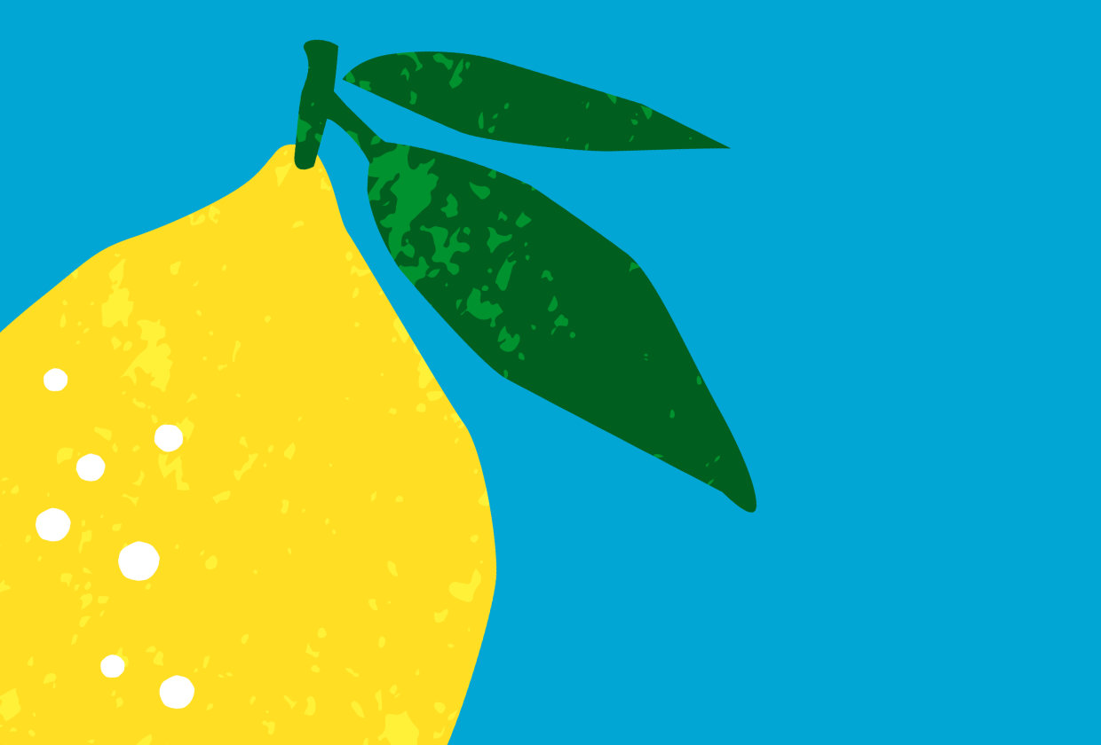 illustration of a lemon on a blue background
